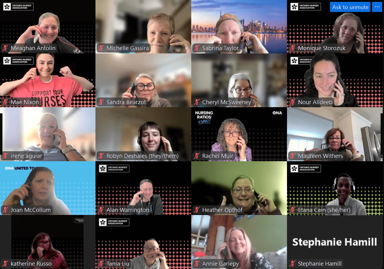 Screenshot of several members, Board members and staff on a virtual call.