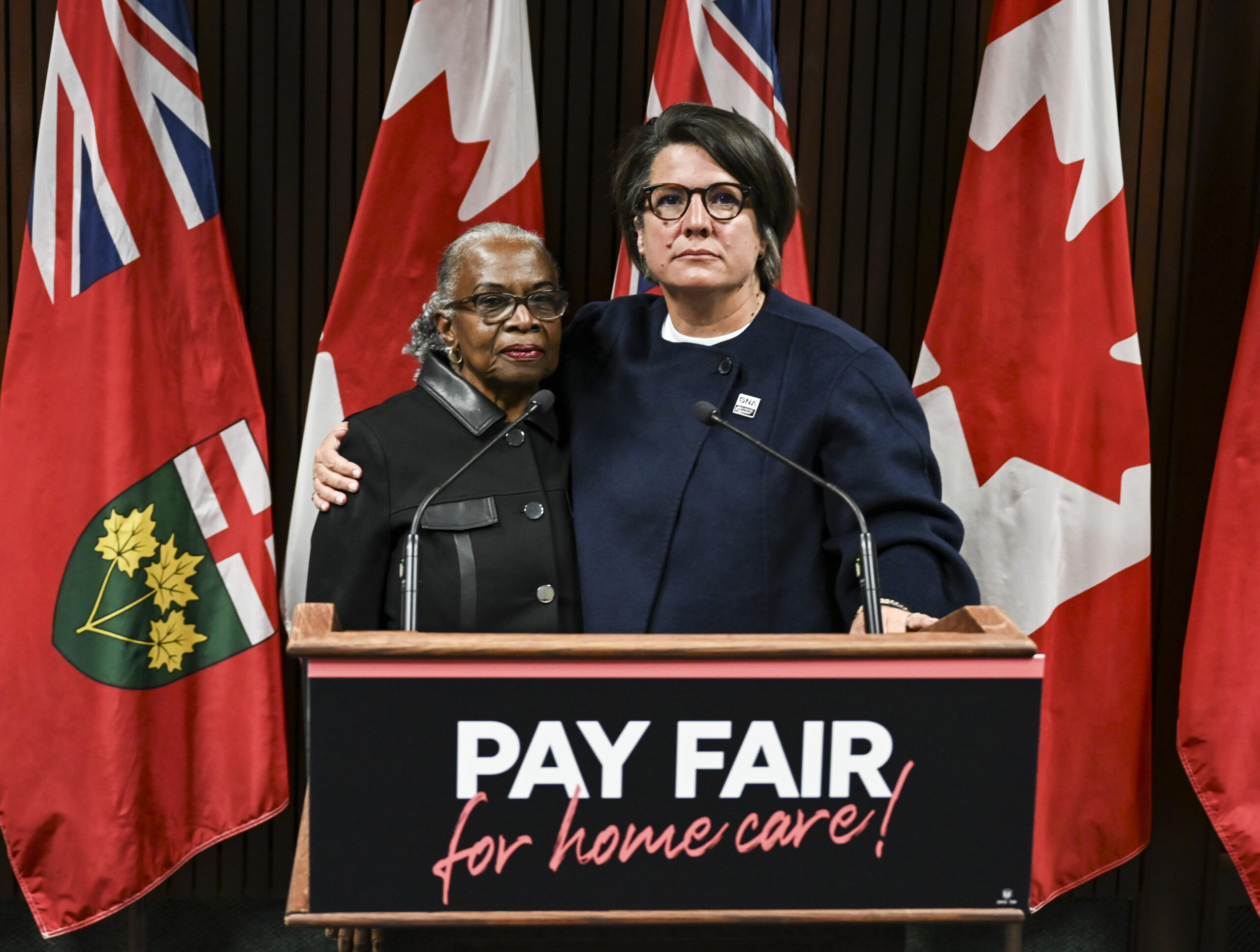 VON bargaining chair Lorna Thompson and ONA Provincial President Erin Ariss