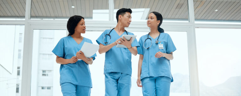 Diverse group of nurses in the workplace.