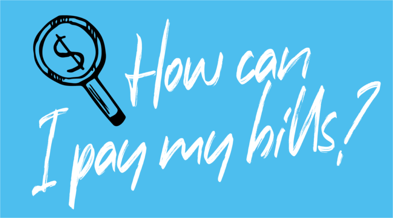 Card reads, How can I pay my bills?