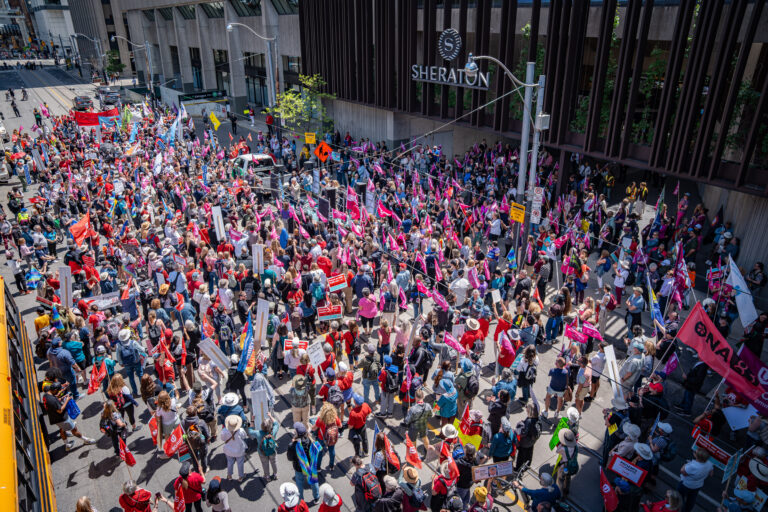 Crowd shot taken from overhead.