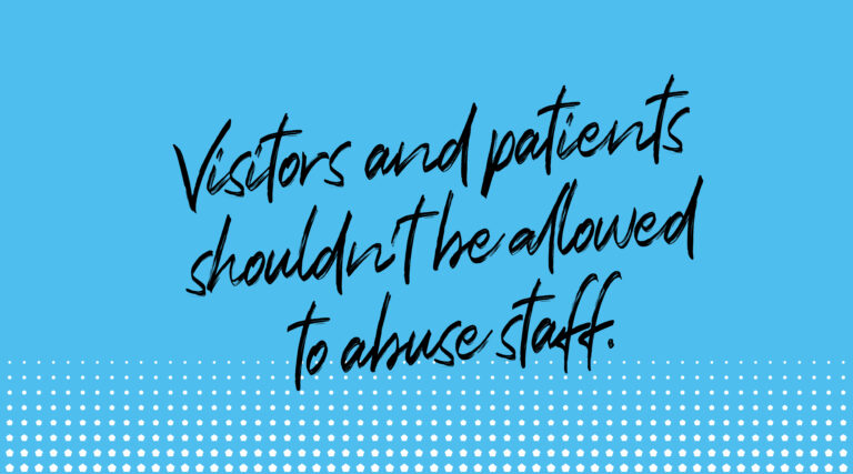 Graphic that reads, "Visitors and patients shouldn’t be allowed to abuse staff."