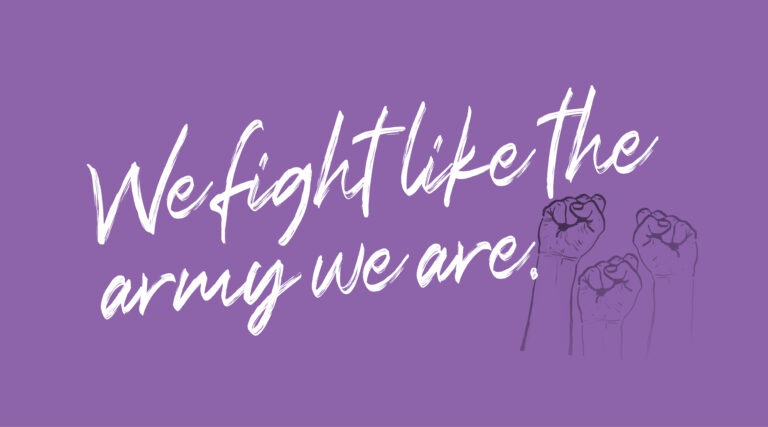 Graphic that reads, "We fight like the army we are."